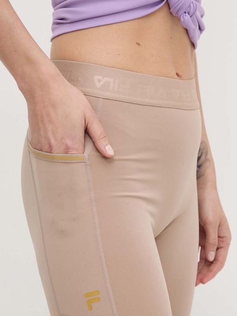 Fila legginsy do biegania Roses kolor beżowy gładkie FAW0705