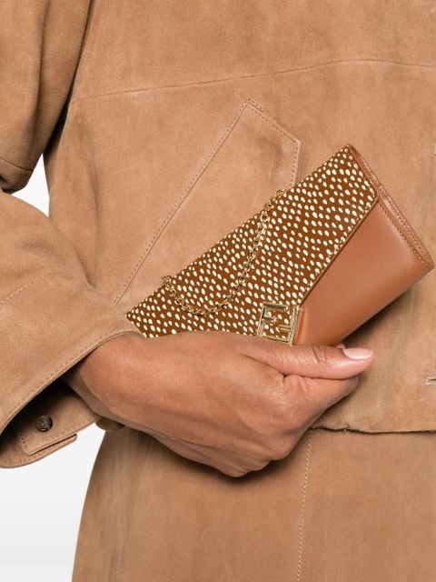 FENDI FF-logo chain-strap leather mini bag - Brown