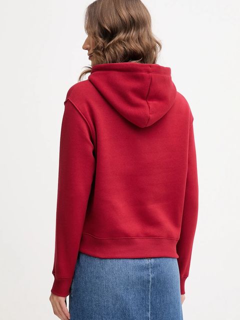 Tommy Hilfiger bluza damska kolor bordowy z kapturem z aplikacją WW0WW43598