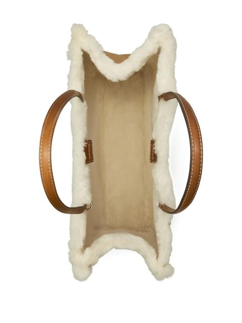 Tory Burch Ella shearling logo tote bag - Neutrals