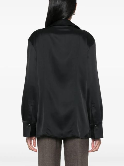 Nanushka Justina satin long-sleeve shirt - Black