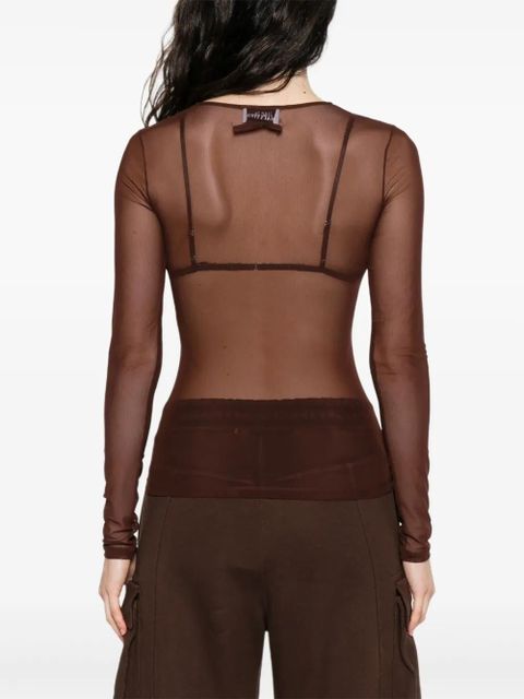 Jean Paul Gaultier sequin-embellished mesh top - Brown