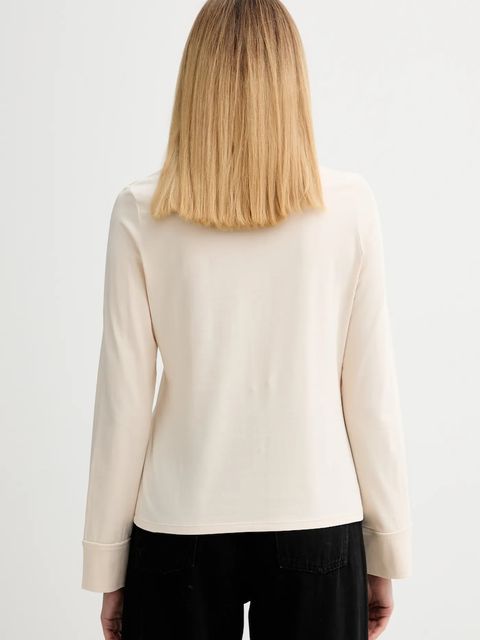 Marc O'Polo koszula damska kolor beżowy regular z kołnierzykiem klasycznym 600200152201