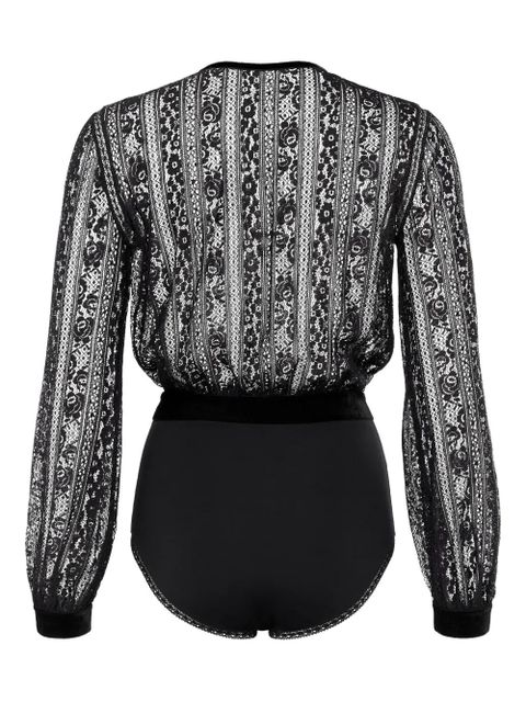 ERES Voltige lace-panel velvet bodysuit - Black