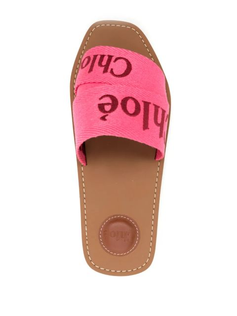 Chloé Woody logo-print slides - Pink
