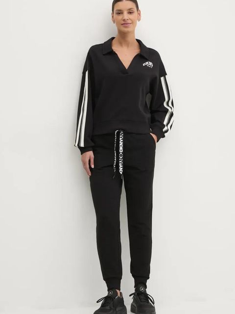 Dkny spodnie dresowe damskie kolor czarny gładkie DP5P3496 - zdjęcie produktu nr 2