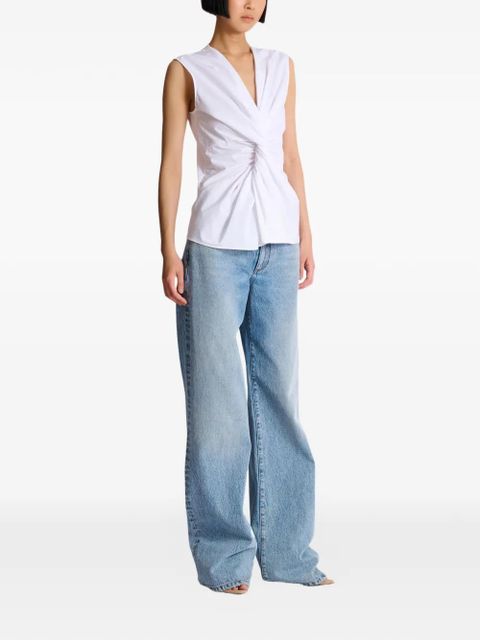 Balmain draped V-neck blouse - White