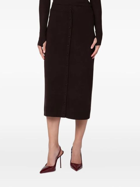 Victoria Beckham button-front knitted midi skirt - Brown - zdjęcie produktu nr 1
