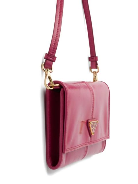 Prada leather wallet with shoulder strap - Pink