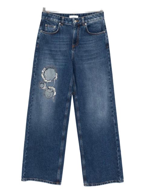 AREA crystal-embellished jeans - Blue