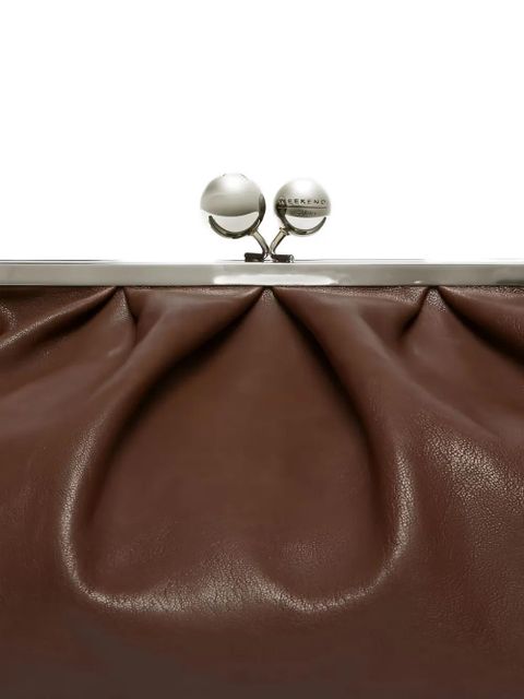 Weekend Max Mara large Pasticcino leather clutch bag - Brown