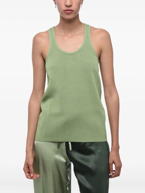 Jil Sander embossed-logo ribbed top - Green - zdjęcie produktu nr 1