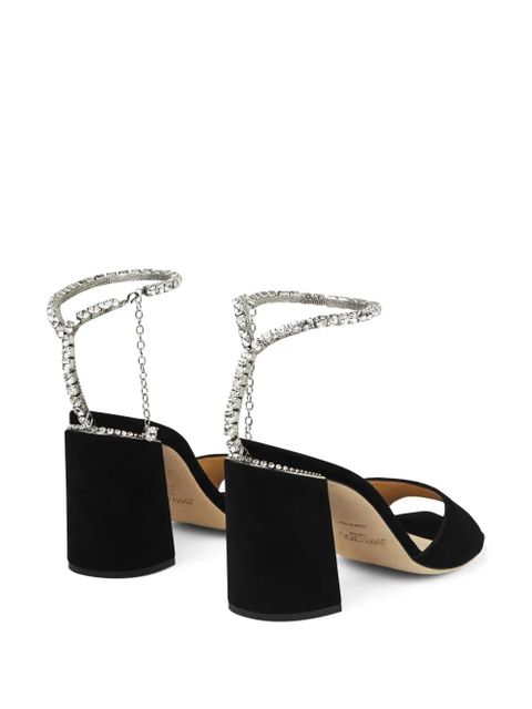 Jimmy Choo Saeda 85mm crystal-strap sandals - Black