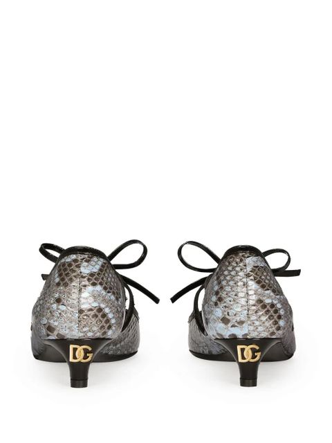 Dolce & Gabbana DNA 30mm leather ribbon-tie pumps - Brown