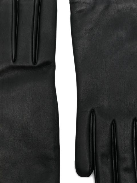 Saint Laurent logo leather gloves - Black