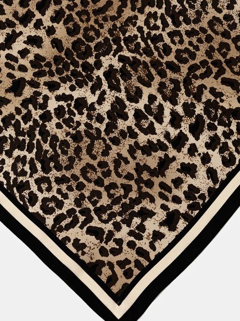 Answear.LAB apaszka jedwabna damska kolor brązowy wzorzysta - zdjęcie produktu nr 2