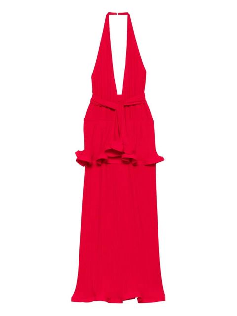 Rowen Rose ruffled pleated maxi dress - Red - zdjęcie produktu nr 1
