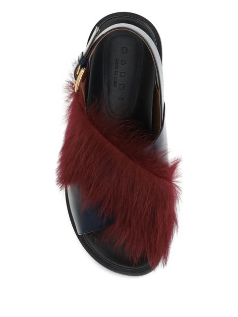 Marni fur-detail buckle fussbett sandals - Red