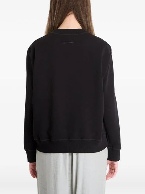 MM6 Maison Margiela logo-embroidered ribbed-trim sweatshirt - Black