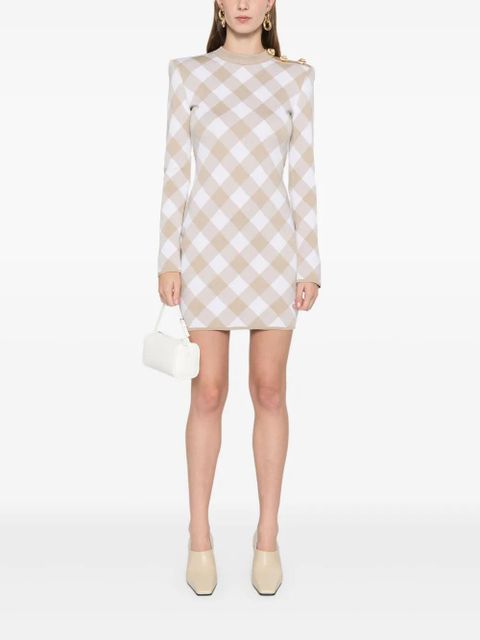Balmain checked mini dress - Brown - zdjęcie produktu nr 2