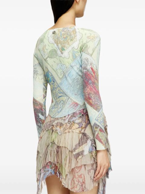 Diesel M-Fiorina printed cropped cardigan - Blue