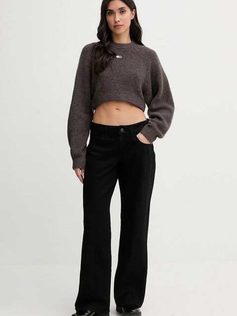 Tommy Jeans sweter z dodatkiem wełny damski kolor brązowy DW0DW22024 - zdjęcie produktu nr 2