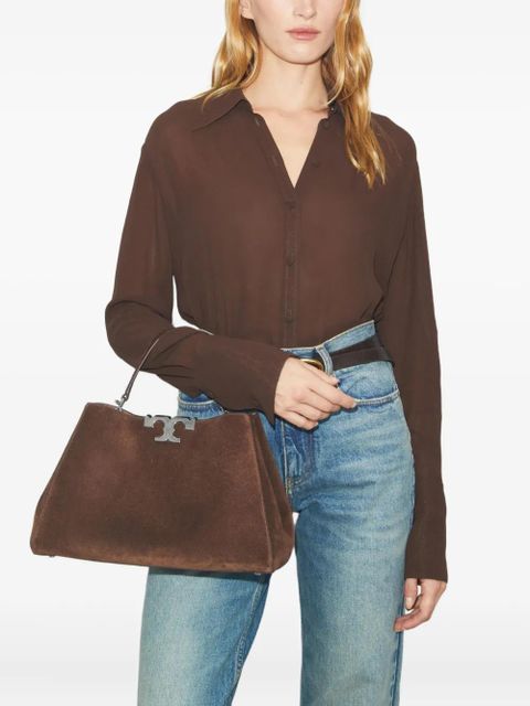 Tory Burch double-T logo suede satchel - Brown - zdjęcie produktu nr 2