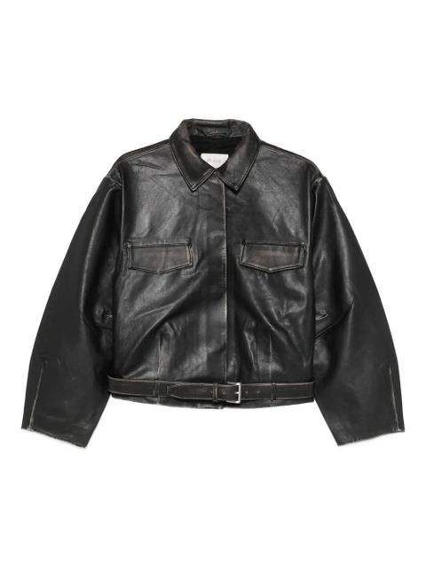 St. Agni leather belted jacket - Black - zdjęcie produktu nr 1