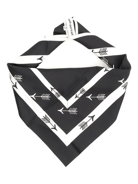 Self-Portrait logo-detail scarf - Black - zdjęcie produktu nr 2