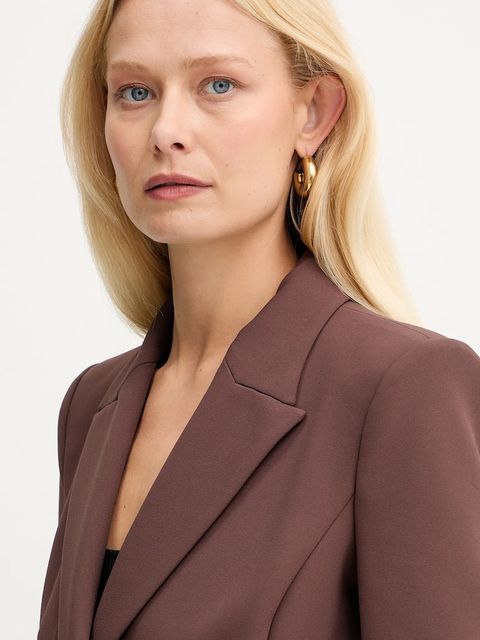 Elisabetta Franchi marynarka kolor brązowy dwurzędowa gładka GI17456E2