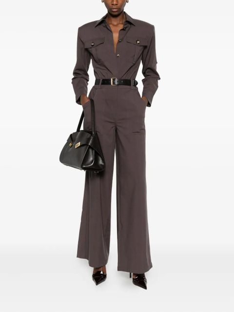 Self-Portrait belted pocket jumpsuit - Brown