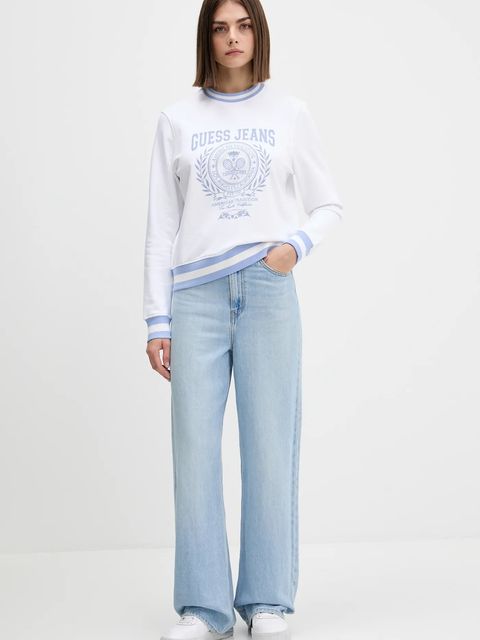 Guess Jeans bluza bawełniana damska kolor biały wzorzysta W5YQ19 K68I4