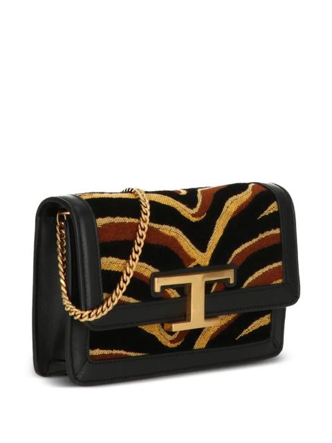Tod's animal-print chain shoulder bag - Black