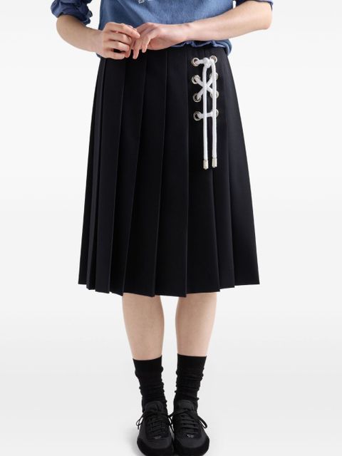 Prada pleated gabardine midi skirt - Blue