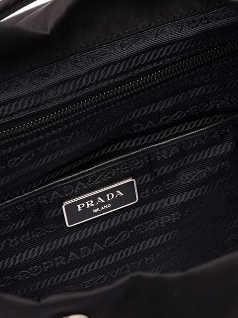 Prada enamel triangle logo small backpack - Black