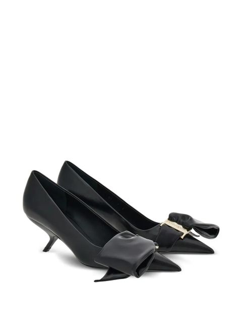 Ferragamo 105mm oversized-bow leather pumps - Black