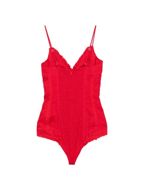 SHUSHU/TONG ruffled bow-detail bodysuit - Red - zdjęcie produktu nr 2