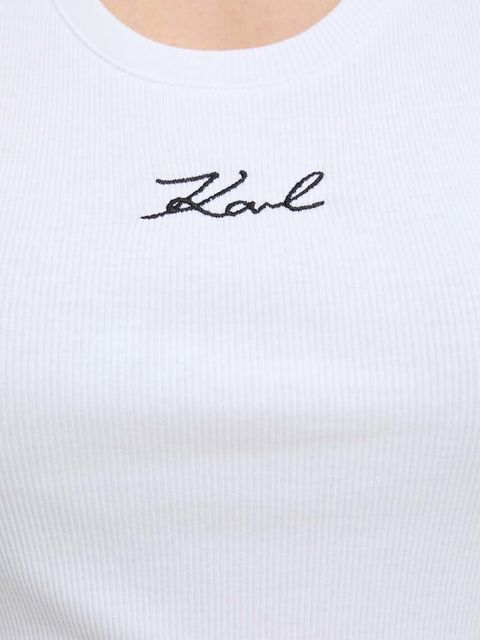 Karl Lagerfeld top bawełniany kolor biały