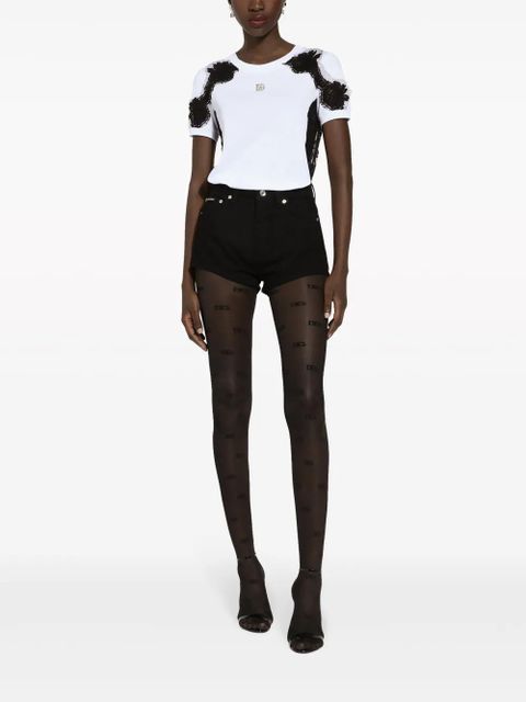 Dolce & Gabbana DNA lace-detailing cotton-blend T-shirt - White