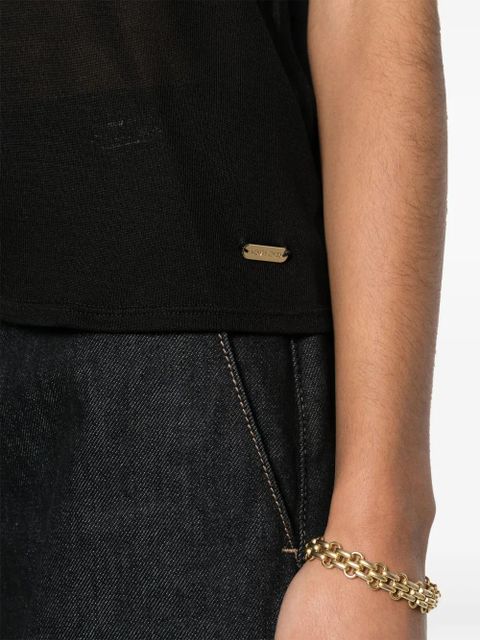 TOM FORD logo-plaque silk T-shirt - Black