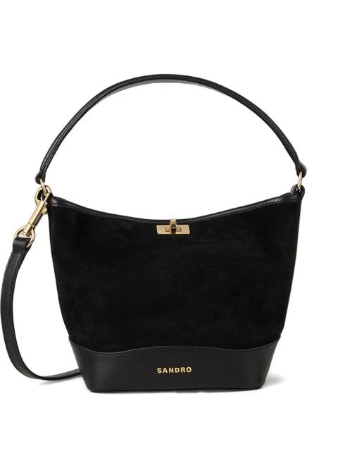 SANDRO suede leather bucket bag - Black - zdjęcie produktu nr 1