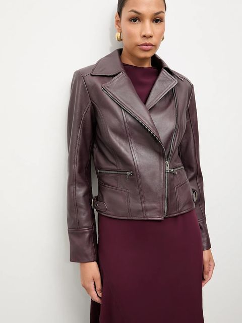 Answear.LAB ramoneska skórzana kolor bordowy przejściowa - zdjęcie produktu nr 1