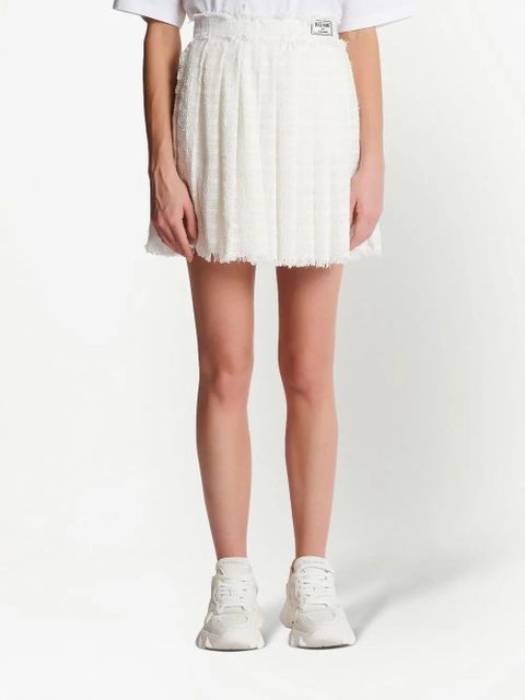 Balmain pleated tweed miniskirt - White