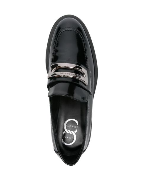 Casadei logo-plaque loafers - Black