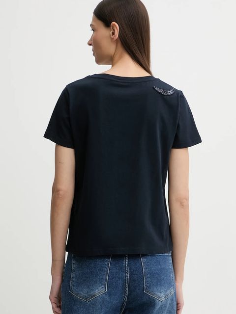 ZADIG&VOLTAIRE t-shirt bawełniany damski kolor granatowy JWTS02821