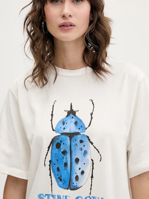 Stine Goya t-shirt bawełniany damski kolor beżowy SG-AW25-T009-2243