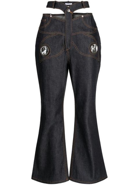 AREA Butterfly cut-out flared jeans - Blue - zdjęcie produktu nr 1