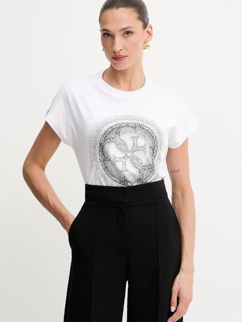 Guess t-shirt bawełniany 4G damski kolor biały W5YI14 I3Z14 - zdjęcie produktu nr 1