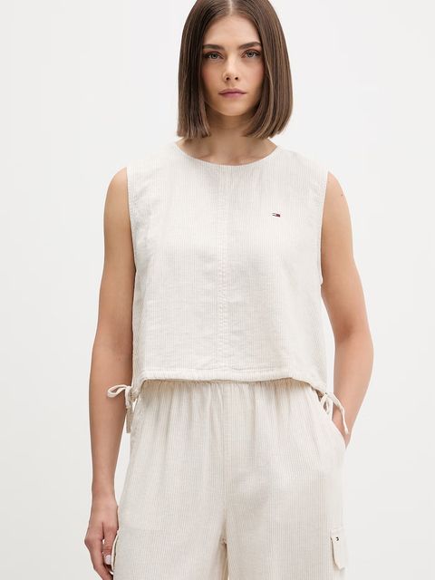 Tommy Jeans bluzka damska z lnem - zdjęcie produktu nr 1