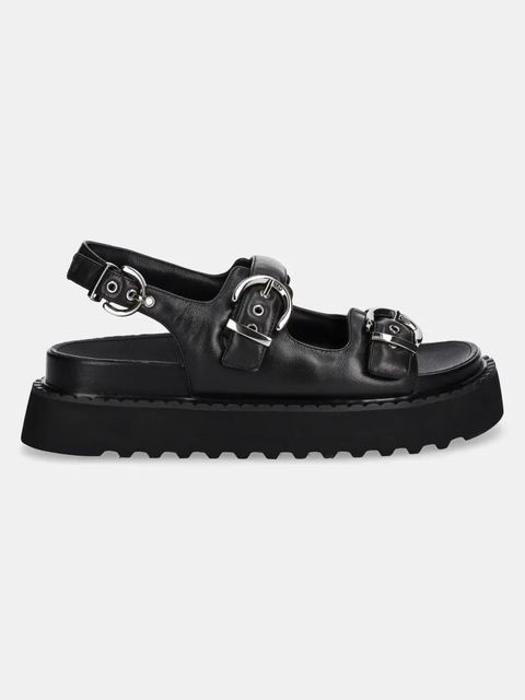 Pinko sandały skórzane Kate damskie kolor czarny na platformie SD0293 P003 Z99 - zdjęcie produktu nr 2